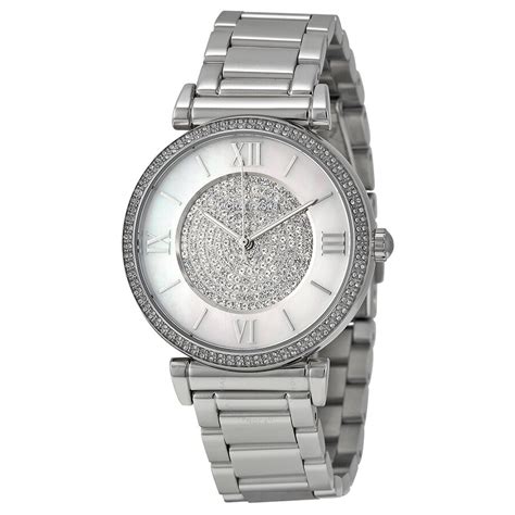 michael kors caitlin watch mk3355|MICHAEL KORS MK3355 Caitlin Silver Tone Crystal Pave 38mm .